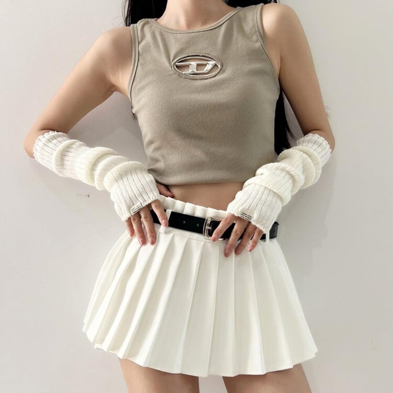 DUNKOING Cute Y2K Arm Warmers Kawaii Knitted Wrist Warmers Long Japanese Harajuku Goth Fingerless Sleeve for Women Girls - Image 3